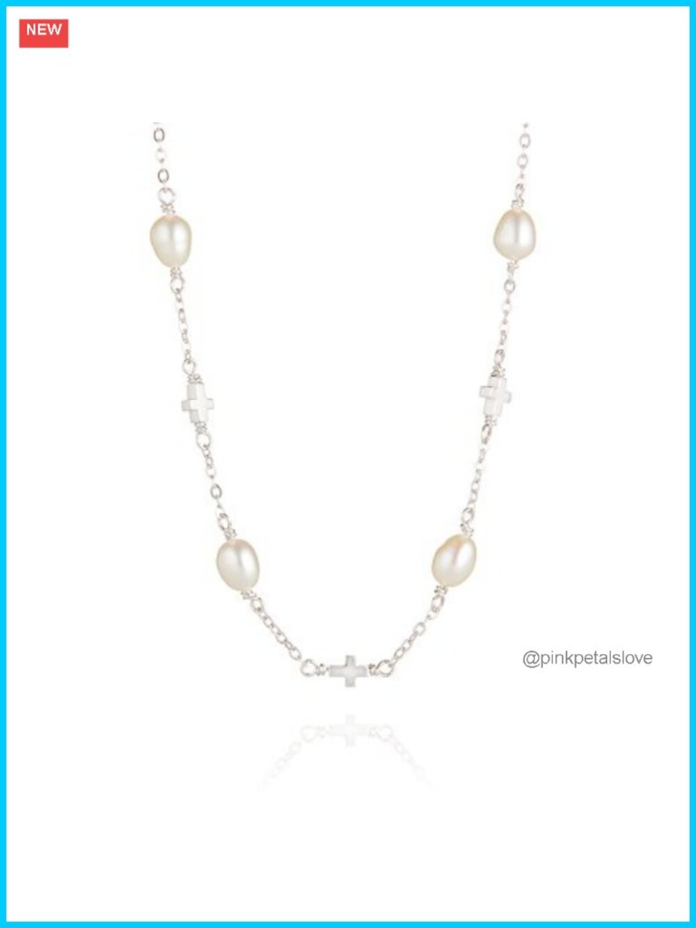 925 Sterling Silver Cross & Freshwater Pearl Necklace for Girls